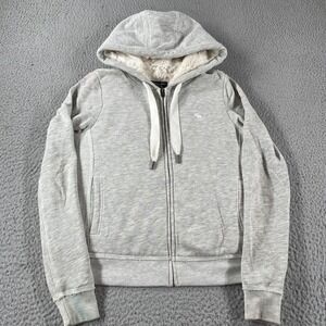 Abercrombie Fitch Y2K Fur Lined Zip Hoodie Grunge Japanese Style Small *Flaws